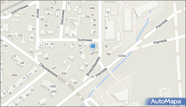 Łódź, Bratysławska, 61, mapa Łodzi