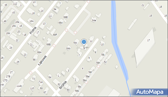 Łomianki, Brühla Alojzego Fryderyka, gen., 9, mapa Łomianki