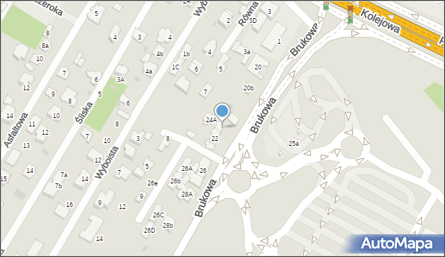 Łomianki, Brukowa, 22A, mapa Łomianki