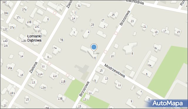 Łomianki, Brzozowa, 6a, mapa Łomianki