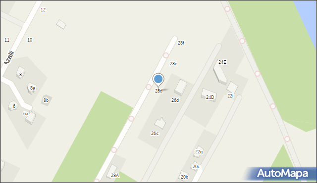 Łomianki Dolne, Brzegowa, 28d, mapa Łomianki Dolne