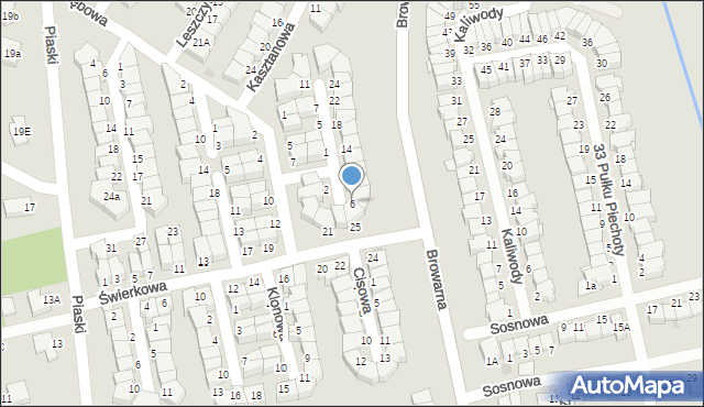 Łomża, Brzozowa, 6, mapa Łomży