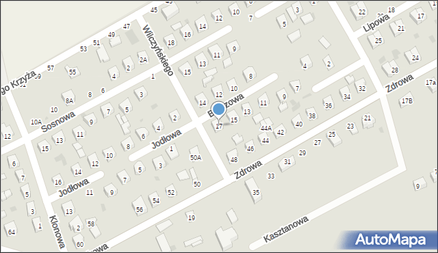 Łosice, Brzozowa, 17, mapa Łosice