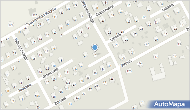 Łosice, Brzozowa, 2, mapa Łosice