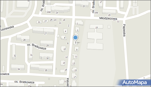 Łowicz, Braterska, 7, mapa Łowicza