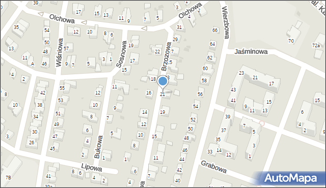 Lubin, Brzozowa, 21, mapa Lubin