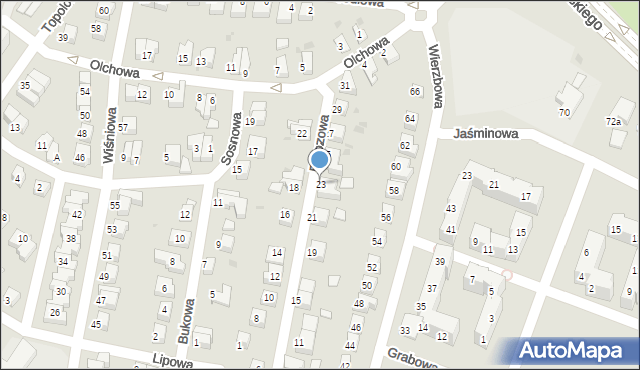 Lubin, Brzozowa, 23, mapa Lubin