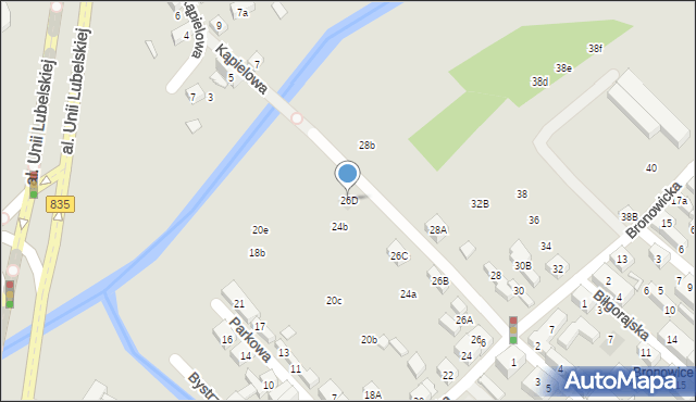 Lublin, Bronowicka, 26D, mapa Lublina