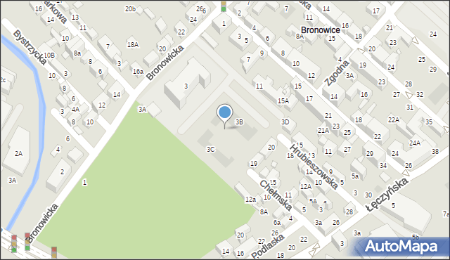 Lublin, Bronowicka, 2c, mapa Lublina