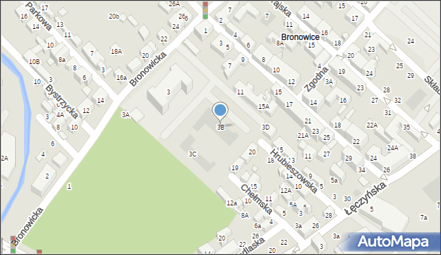 Lublin, Bronowicka, 3B, mapa Lublina
