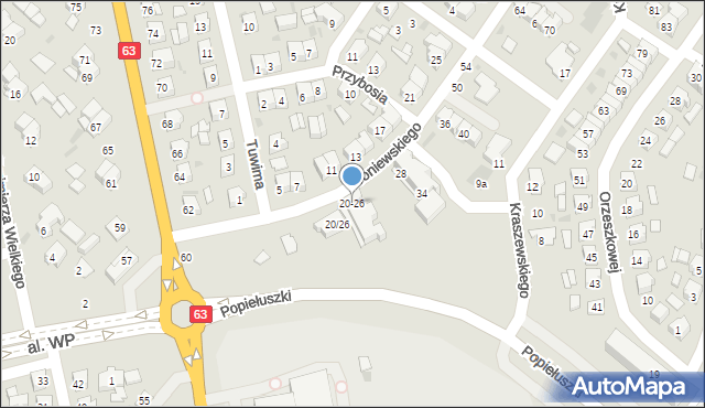 Łuków, Broniewskiego Władysława, 20-26, mapa Łuków