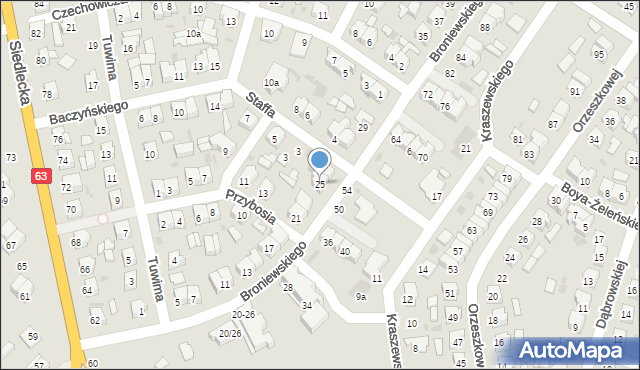 Łuków, Broniewskiego Władysława, 25, mapa Łuków