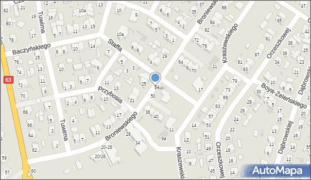 Łuków, Broniewskiego Władysława, 52, mapa Łuków