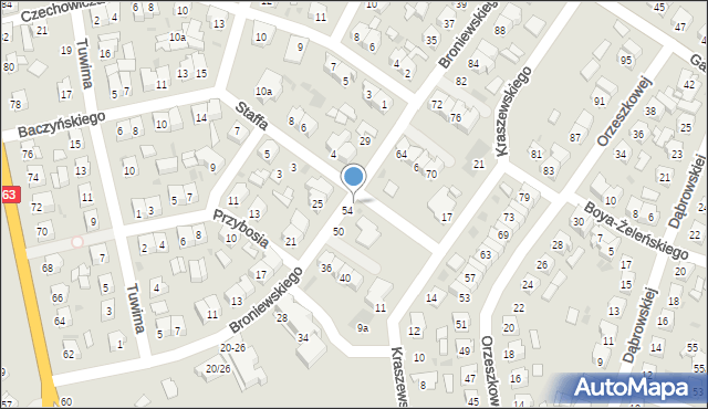 Łuków, Broniewskiego Władysława, 56, mapa Łuków