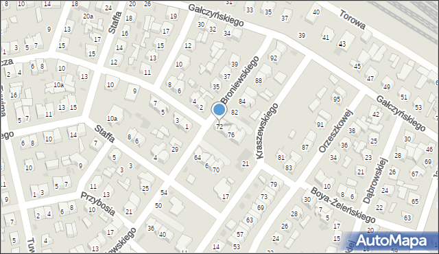 Łuków, Broniewskiego Władysława, 72, mapa Łuków