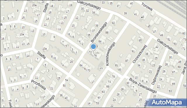 Łuków, Broniewskiego Władysława, 74, mapa Łuków