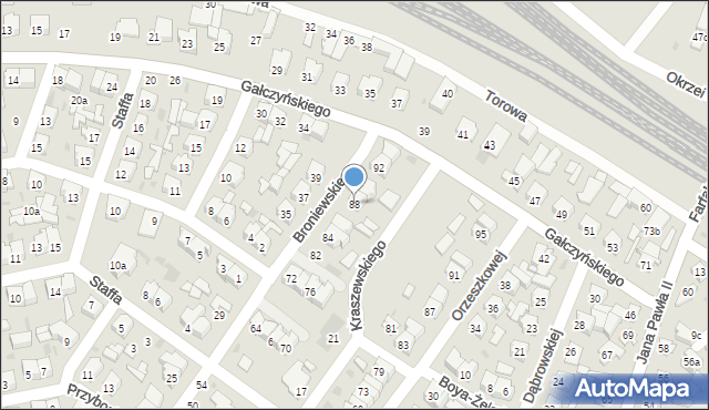 Łuków, Broniewskiego Władysława, 88, mapa Łuków