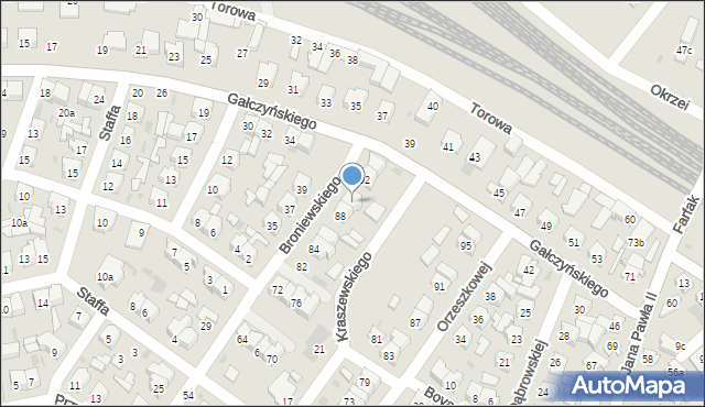 Łuków, Broniewskiego Władysława, 90, mapa Łuków