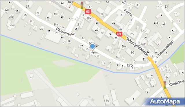 Łuków, Browarna, 13, mapa Łuków
