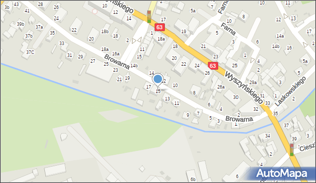 Łuków, Browarna, 15, mapa Łuków