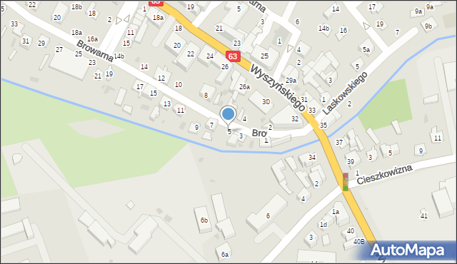 Łuków, Browarna, 5, mapa Łuków