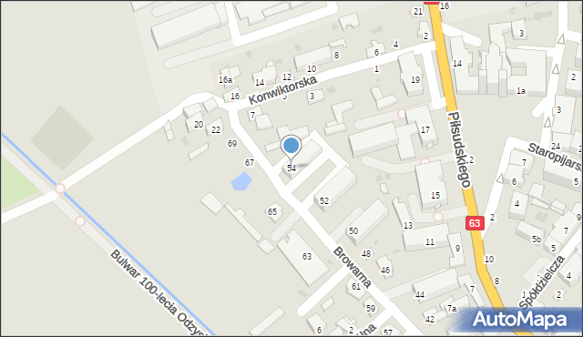 Łuków, Browarna, 54, mapa Łuków