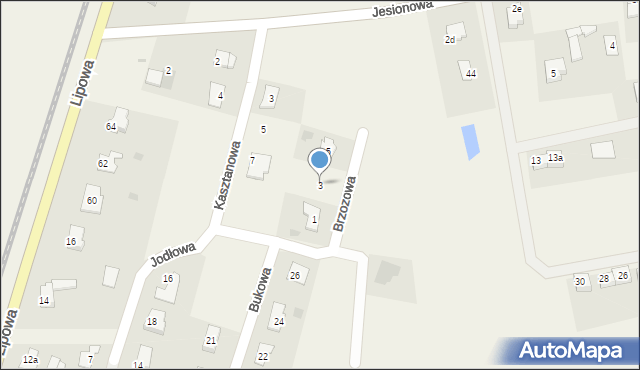 Łysomice, Brzozowa, 3, mapa Łysomice