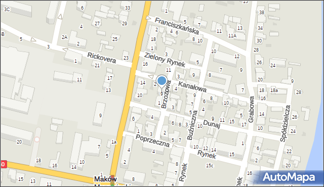 Maków Mazowiecki, Brzozowa, 9, mapa Maków Mazowiecki