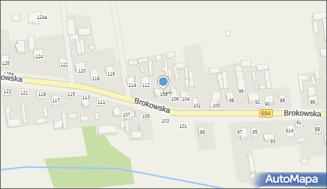 Małkinia Górna, Brokowska, 108, mapa Małkinia Górna