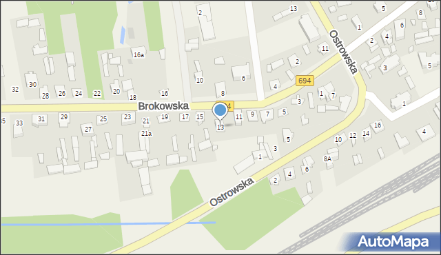 Małkinia Górna, Brokowska, 13, mapa Małkinia Górna