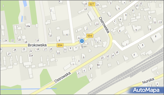 Małkinia Górna, Brokowska, 5, mapa Małkinia Górna