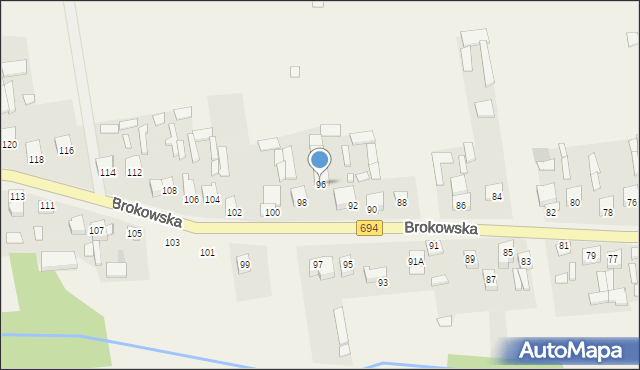 Małkinia Górna, Brokowska, 96, mapa Małkinia Górna