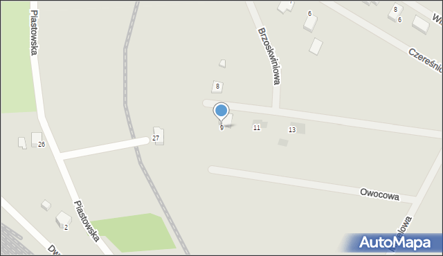 Małomice, Brzoskwiniowa, 9, mapa Małomice