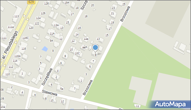 Marki, Brzozowa, 9, mapa Marki