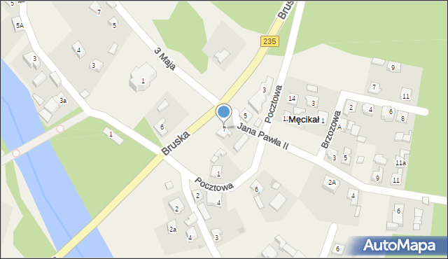 Męcikał, Bruska, 7, mapa Męcikał