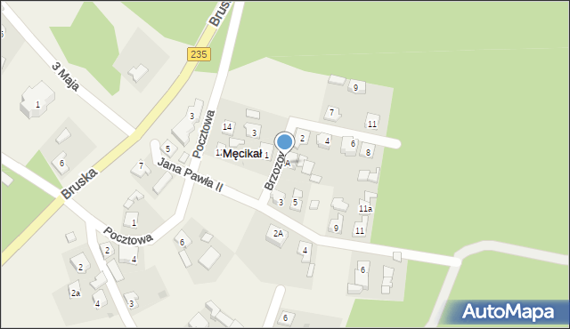 Męcikał, Brzozowa, 2A, mapa Męcikał