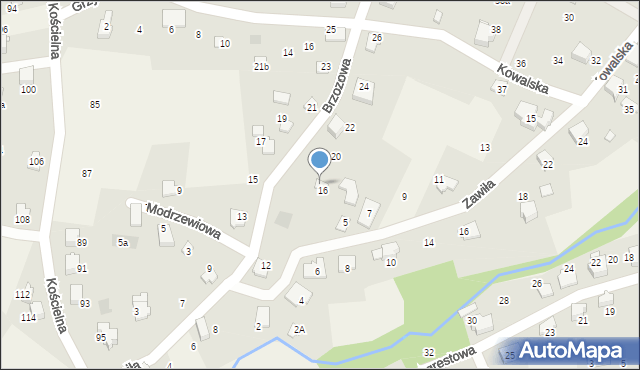 Meszna, Brzozowa, 18, mapa Meszna