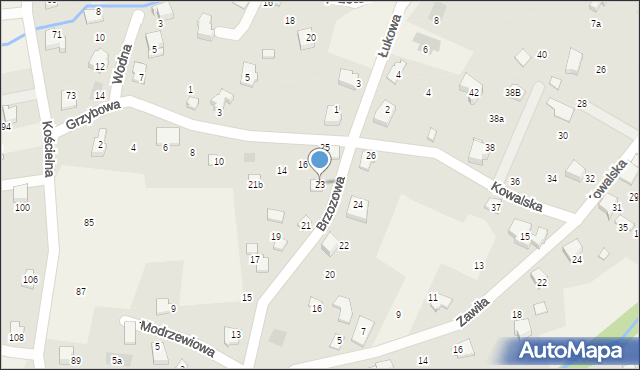 Meszna, Brzozowa, 23, mapa Meszna