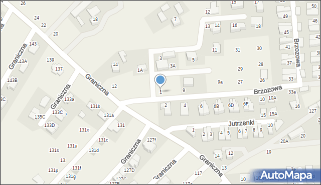 Michałowice, Brzozowa, 1, mapa Michałowice