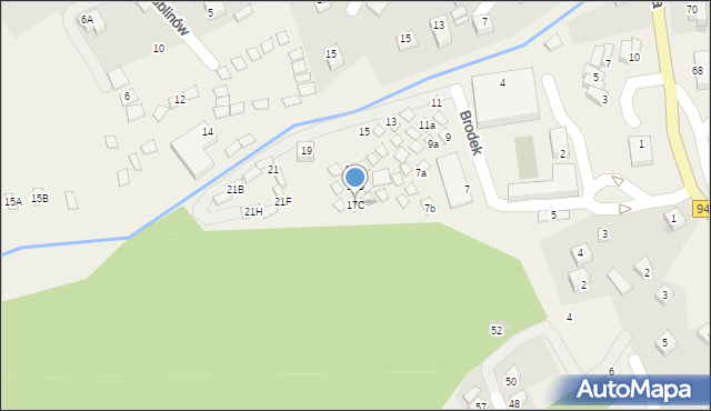 Międzybrodzie Bialskie, Brodek, 17C, mapa Międzybrodzie Bialskie