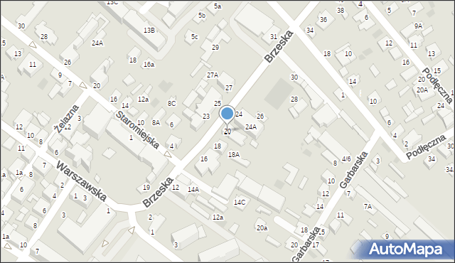 Międzyrzec Podlaski, Brzeska, 20, mapa Międzyrzec Podlaski