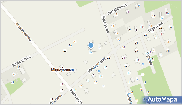 Międzyrzecze, Brzozowa, 1e, mapa Międzyrzecze