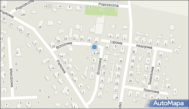 Miejska Górka, Brzozowa, 7, mapa Miejska Górka