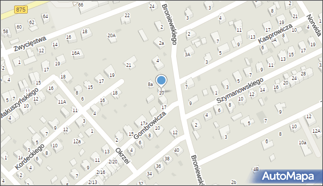 Mielec, Broniewskiego, 10, mapa Mielca