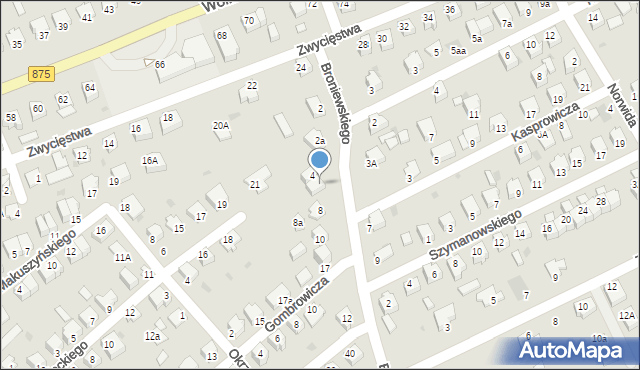 Mielec, Broniewskiego, 6, mapa Mielca