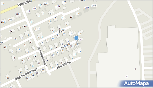 Mielec, Brożka, 12, mapa Mielca