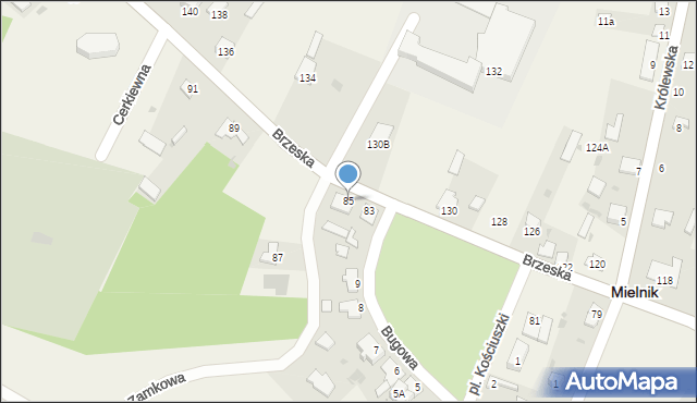 Mielnik, Brzeska, 85, mapa Mielnik