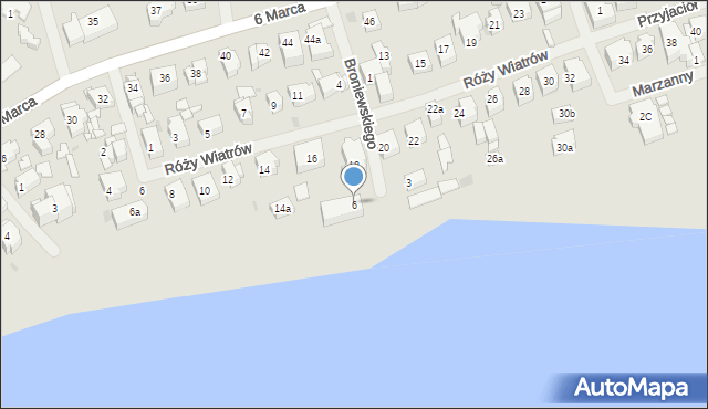 Mielno, Broniewskiego Władysława, 6, mapa Mielno