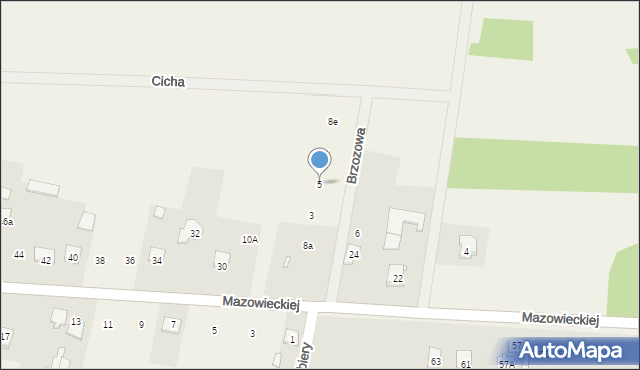 Mienia, Brzozowa, 5, mapa Mienia