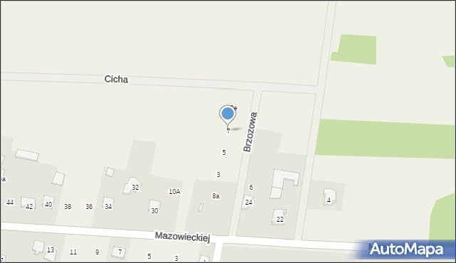 Mienia, Brzozowa, 7, mapa Mienia